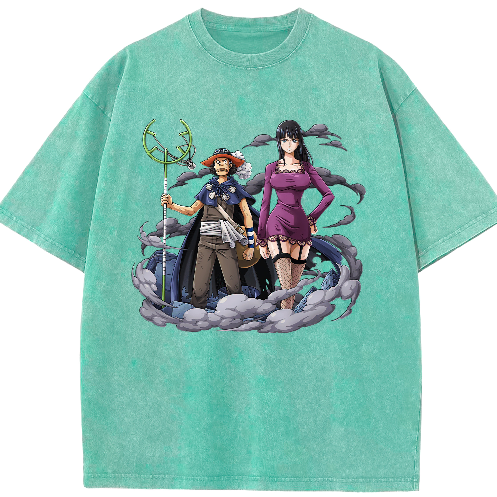 ワンピース ニコ・ロビン ONE PIECE Nico Robin 綿100% ヴィンテージ風 半袖Tシャツ（フロントプリント）